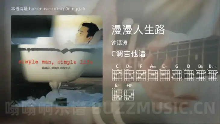 漫漫人生路吉他谱C调 钟镇涛 简单版