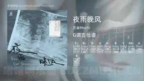 夜雨晚风 芝麻Mochi 吉他谱G调简单版