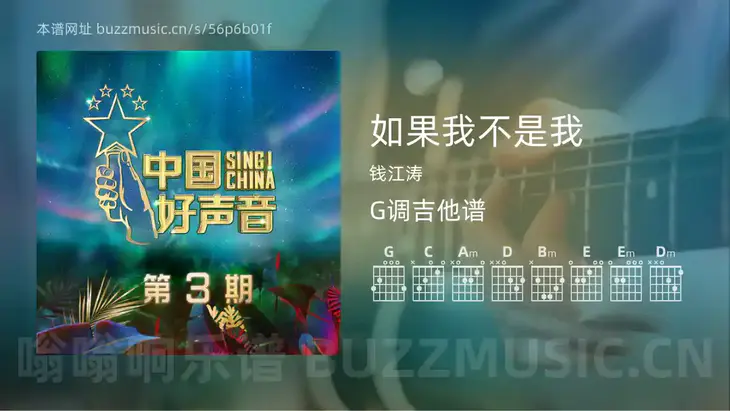 如果我不是我 钱江涛 吉他谱G调简单版