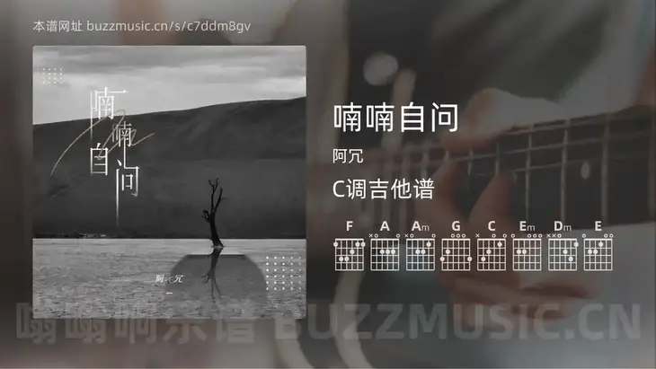 喃喃自问 阿冗 吉他谱C调简单版
