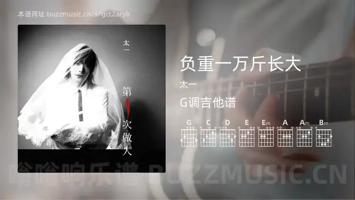 负重一万斤长大 太一 吉他谱G调简单版