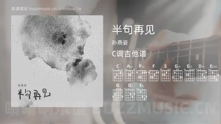 半句再见 孙燕姿 吉他谱C调简单版