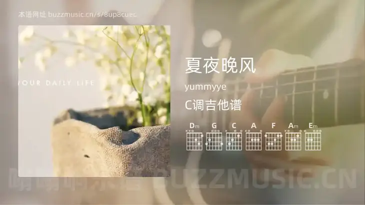 夏夜晚风吉他谱C调 yummyye 简单版
