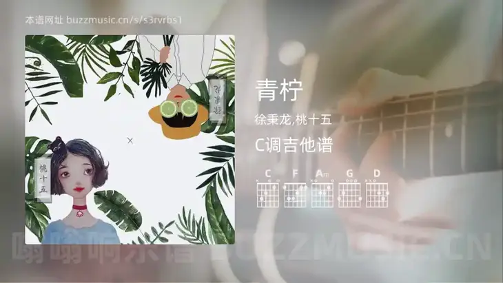 青柠 徐秉龙,桃十五 吉他谱C调简单版