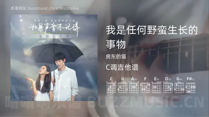 我是任何野蛮生长的事物 房东的猫 吉他谱C调简单版