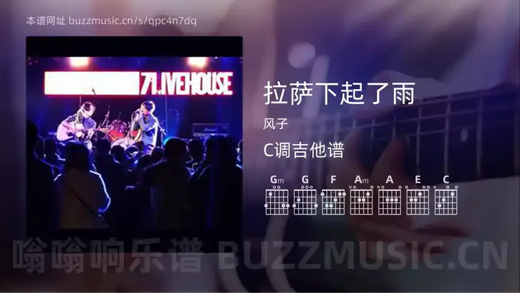拉萨下起了雨 风子 吉他谱C调简单版