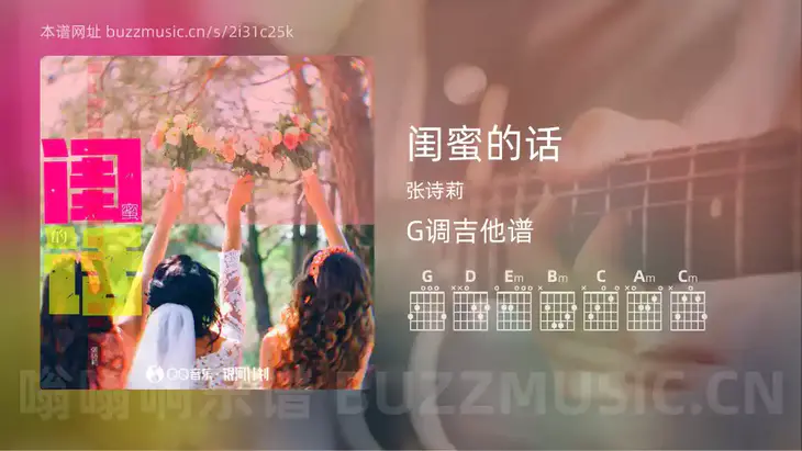 闺蜜的话 张诗莉 吉他谱G调简单版