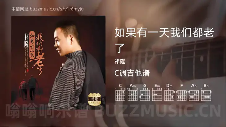 如果有一天我们都老了 祁隆 吉他谱C调简单版