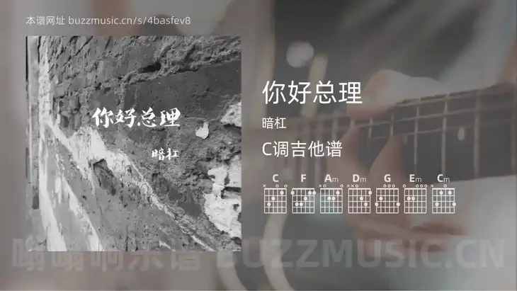 你好总理吉他谱C调 暗杠 简单版