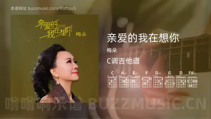 亲爱的我在想你吉他谱C调 梅朵 简单版
