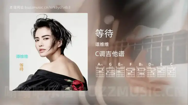 等待 谭维维 吉他谱C调简单版