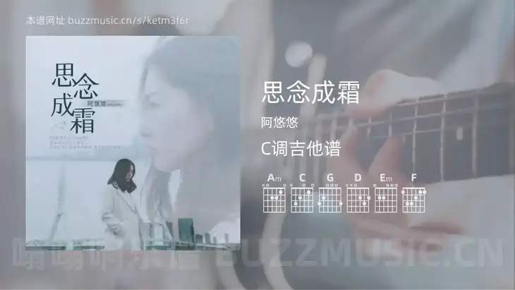 思念成霜吉他谱C调 阿悠悠 简单版