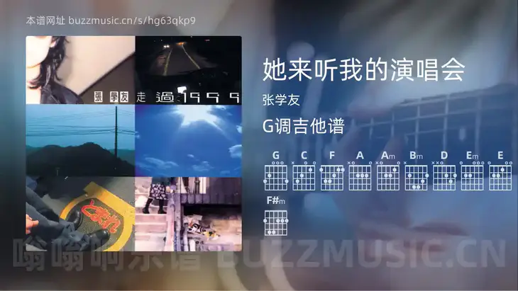 她来听我的演唱会 张学友 吉他谱G调简单版