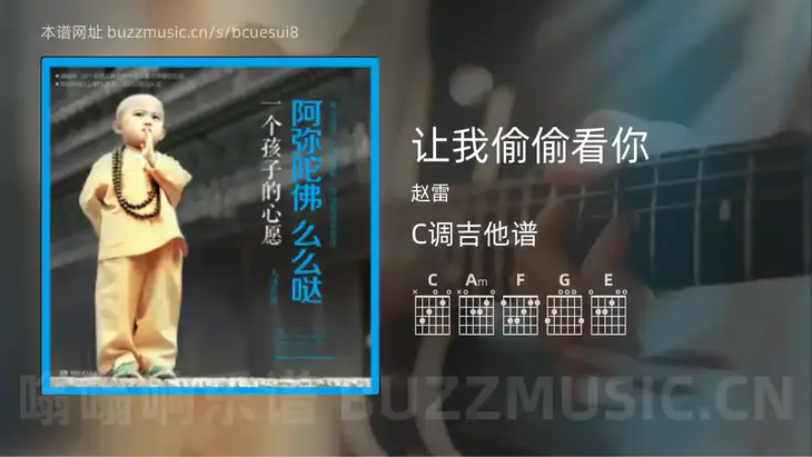 让我偷偷看你 赵雷 吉他谱C调简单版