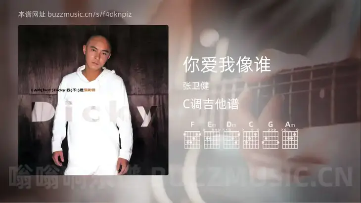 你爱我像谁 张卫健 吉他谱C调简单版