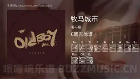 牧马城市 毛不易 吉他谱C调简单版