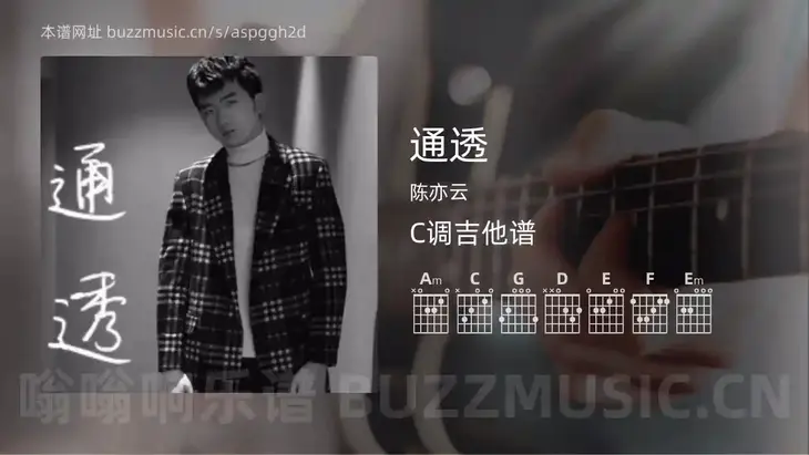 通透 陈亦云 吉他谱C调简单版