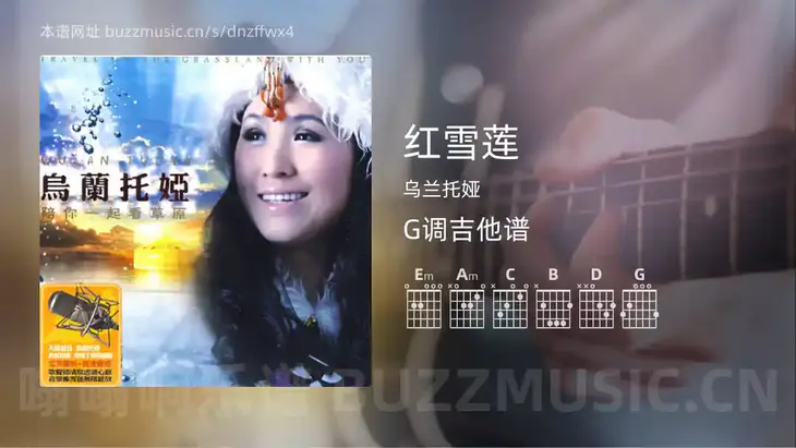 红雪莲吉他谱G调 乌兰托娅 简单版