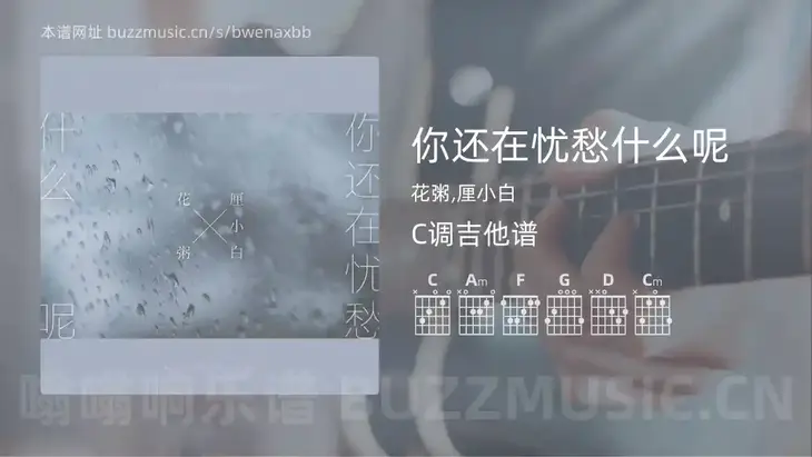你还在忧愁什么呢 花粥,厘小白 吉他谱C调简单版