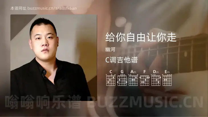 给你自由让你走 幽河 吉他谱C调简单版