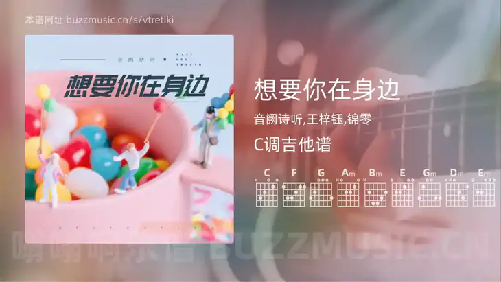 想要你在身边 音阙诗听,王梓钰,锦零 吉他谱C调简单版