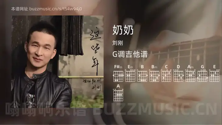 奶奶 刘刚 吉他谱G调简单版