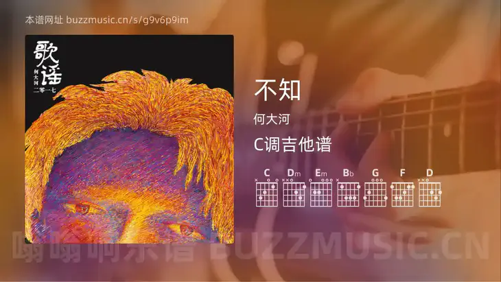 不知 何大河 吉他谱C调简单版