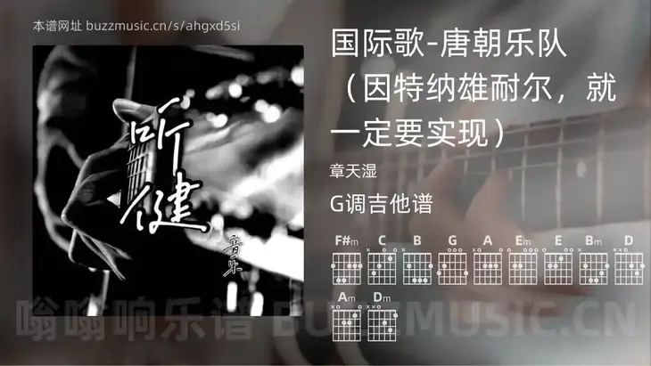 国际歌-唐朝乐队(因特纳雄耐尔,就一定要实现) 章天湿 吉他谱G调简单版
