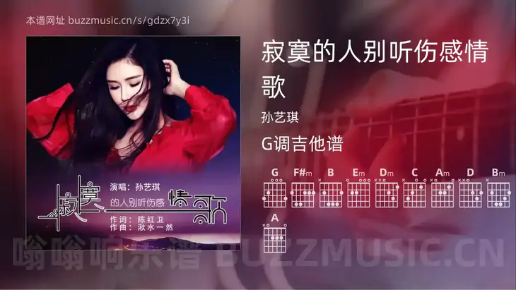 寂寞的人别听伤感情歌吉他谱G调 孙艺琪 简单版