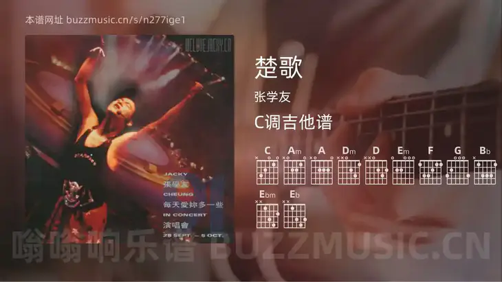 楚歌 张学友 吉他谱C调简单版