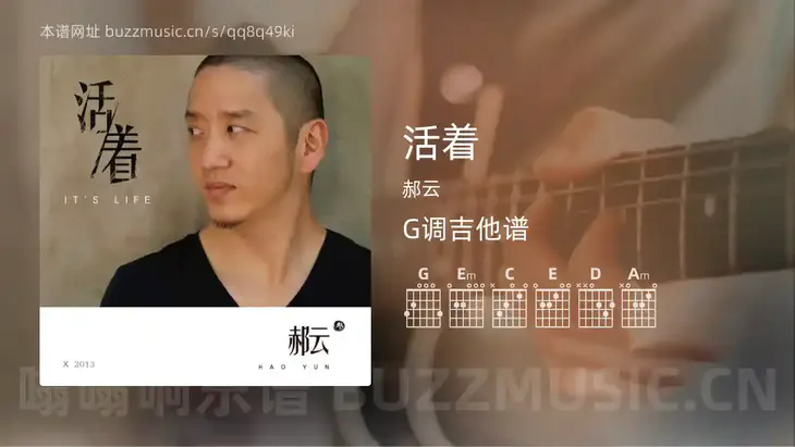 活着 郝云 吉他谱G调简单版