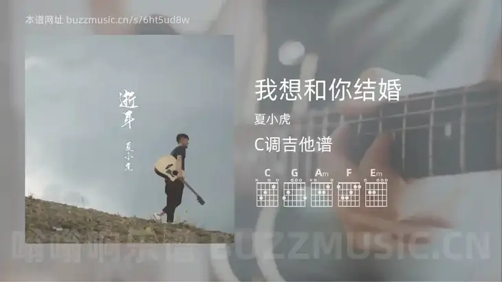 我想和你结婚 夏小虎 吉他谱C调简单版