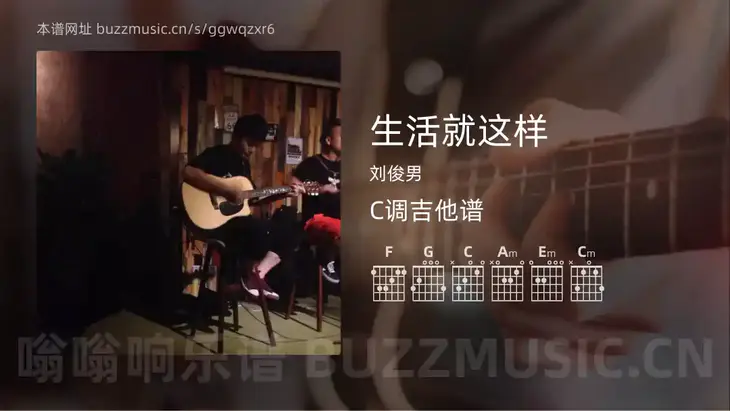 生活就这样 刘俊男 吉他谱C调简单版