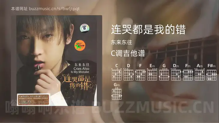 连哭都是我的错 东来东往 吉他谱C调简单版