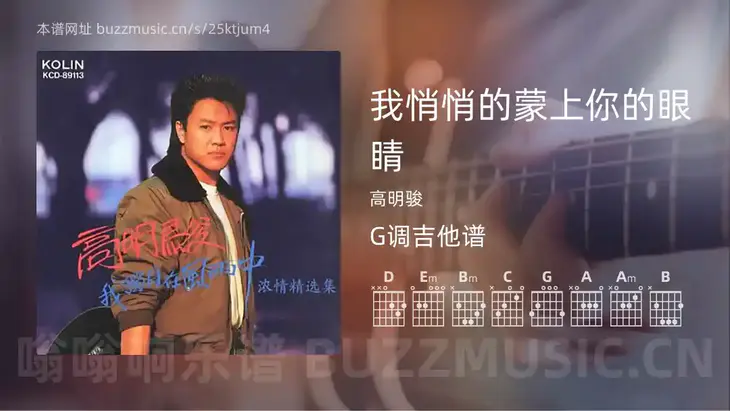 我悄悄的蒙上你的眼睛吉他谱G调 高明骏 简单版