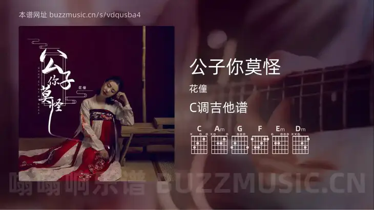 公子你莫怪 花僮 吉他谱C调简单版