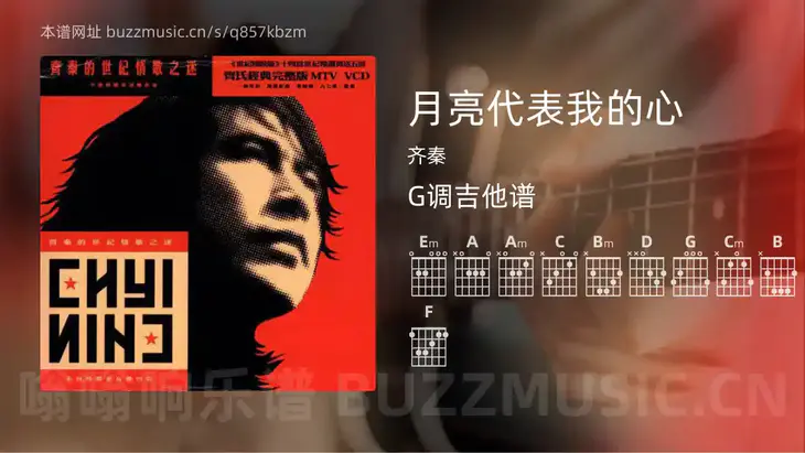 月亮代表我的心 齐秦 吉他谱G调简单版