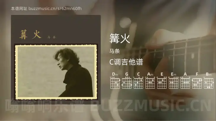 篝火 马条 吉他谱C调简单版