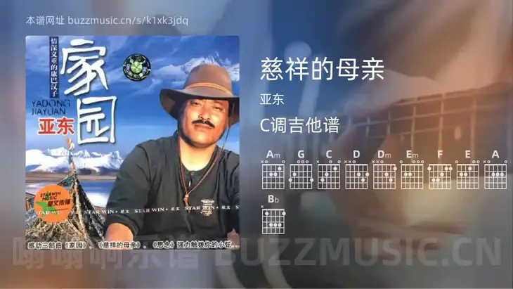 慈祥的母亲 亚东 吉他谱C调简单版