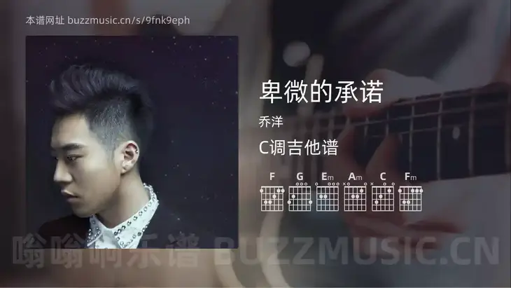 卑微的承诺 乔洋 吉他谱C调简单版