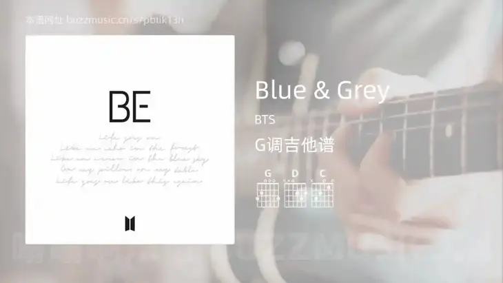 Blue & Grey吉他谱G调 BTS 简单版
