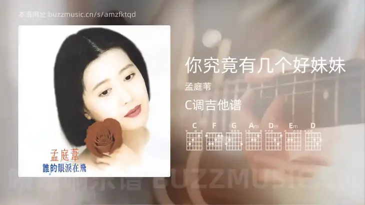 你究竟有几个好妹妹吉他谱C调 孟庭苇 简单版