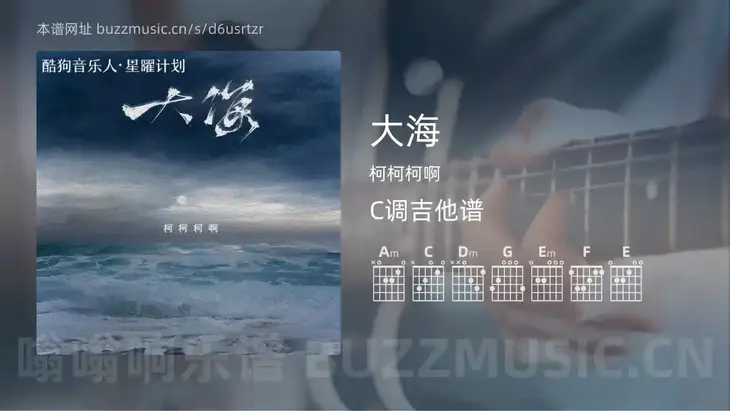 大海 柯柯柯啊 吉他谱C调简单版