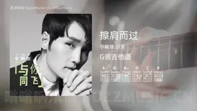 擦肩而过 宇桐非,胡雯 吉他谱G调简单版