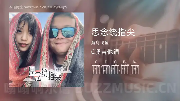 思念绕指尖 海鸟飞鱼 吉他谱C调简单版