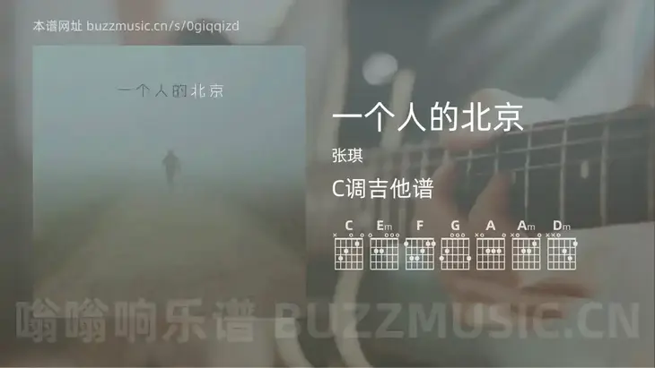 一个人的北京吉他谱C调 张琪 简单版