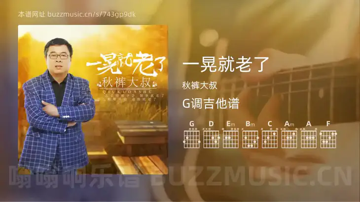 一晃就老了 秋裤大叔 吉他谱G调简单版