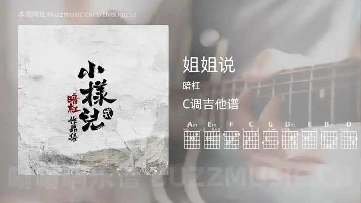 姐姐说 暗杠 吉他谱C调简单版
