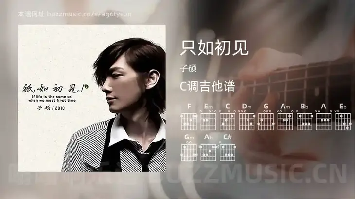 只如初见 子硕 吉他谱C调简单版