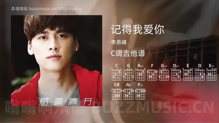 记得我爱你 李易峰 吉他谱C调简单版